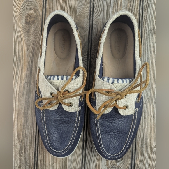 Sperry Topsider Koifish Size 8.5 Excellent Cond. Boat Shoes Loafers Navy White - Picture 1 of 12